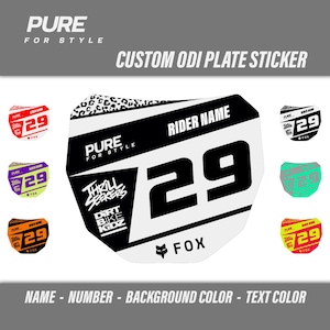 Custom ODI Front Plate Sticker - Sur Ron MTB Talaria Downhill DH Electric Bike Number Name Color Mx Decal Graphics Thick Laminate Vinyl Wrap