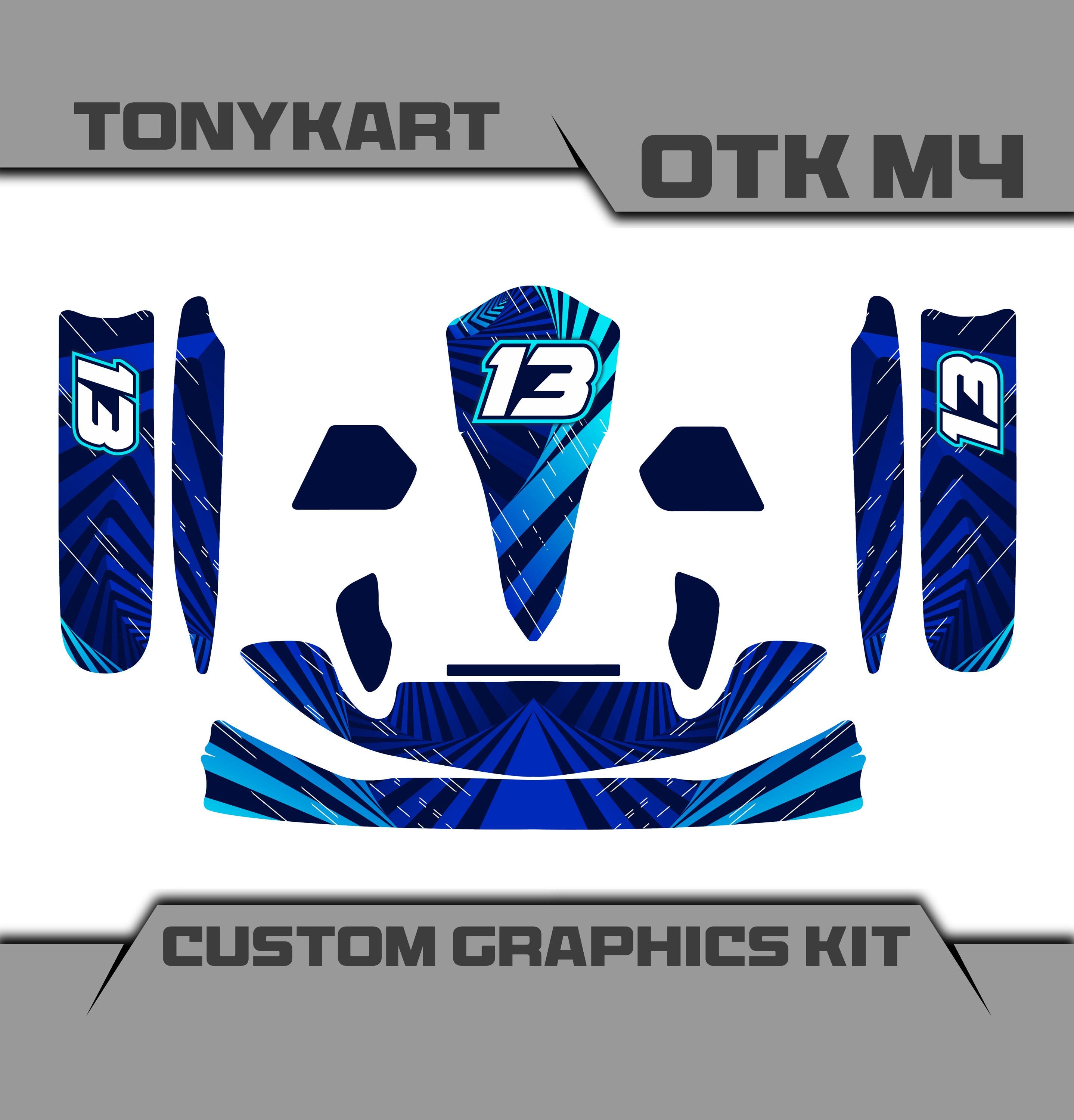 Tony Kart OTK M4 Custom Racing Sky Blue Lines Full Graphics Kit