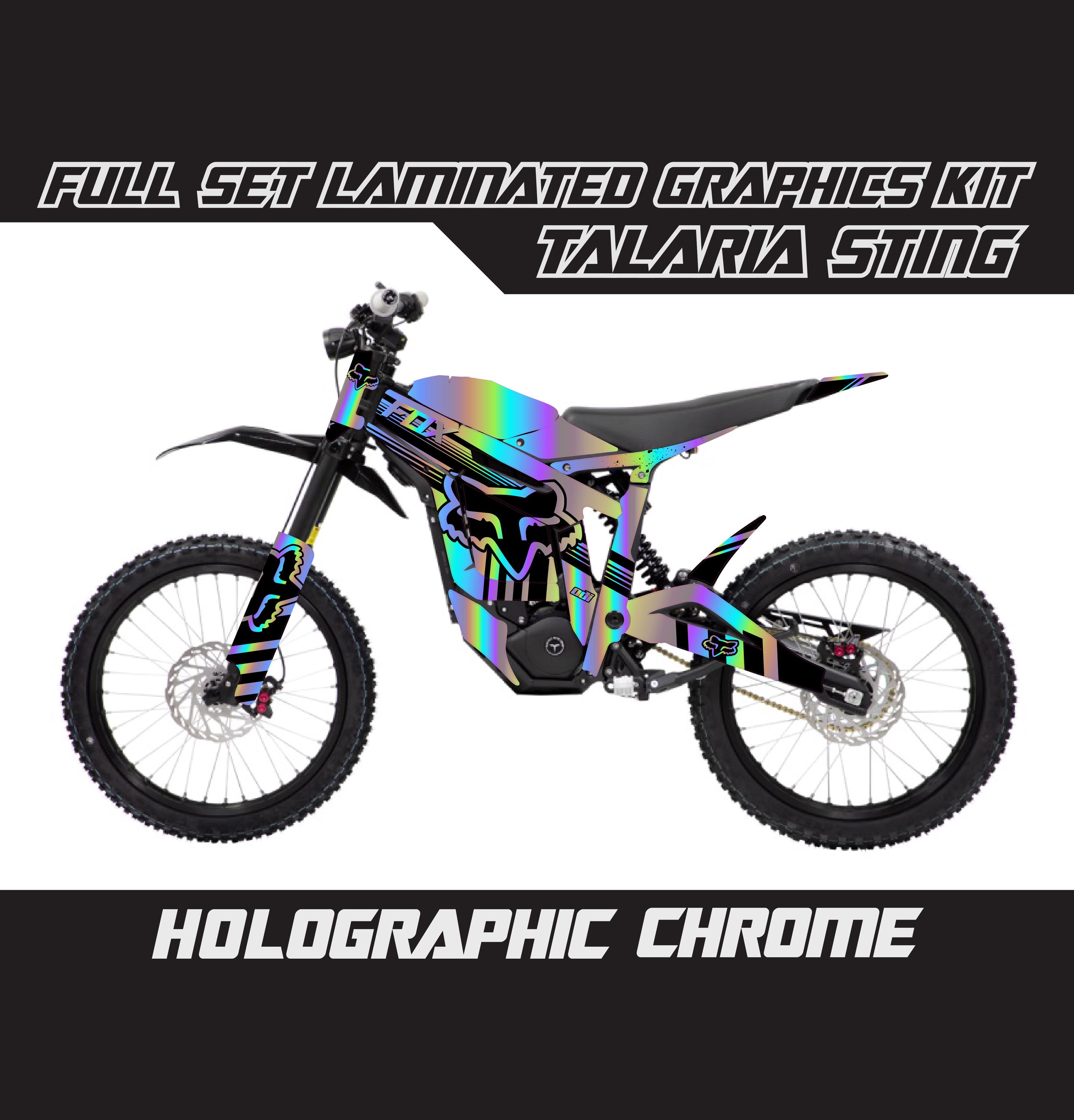 TALARIA STING Graphics Kit - Holographic Chrome Fox Black Full