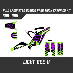 Kit graphique complet Fox fluo SUR RON, brillant ou mat, jeu d'autocollants épais sans bulles plastifiés Surron