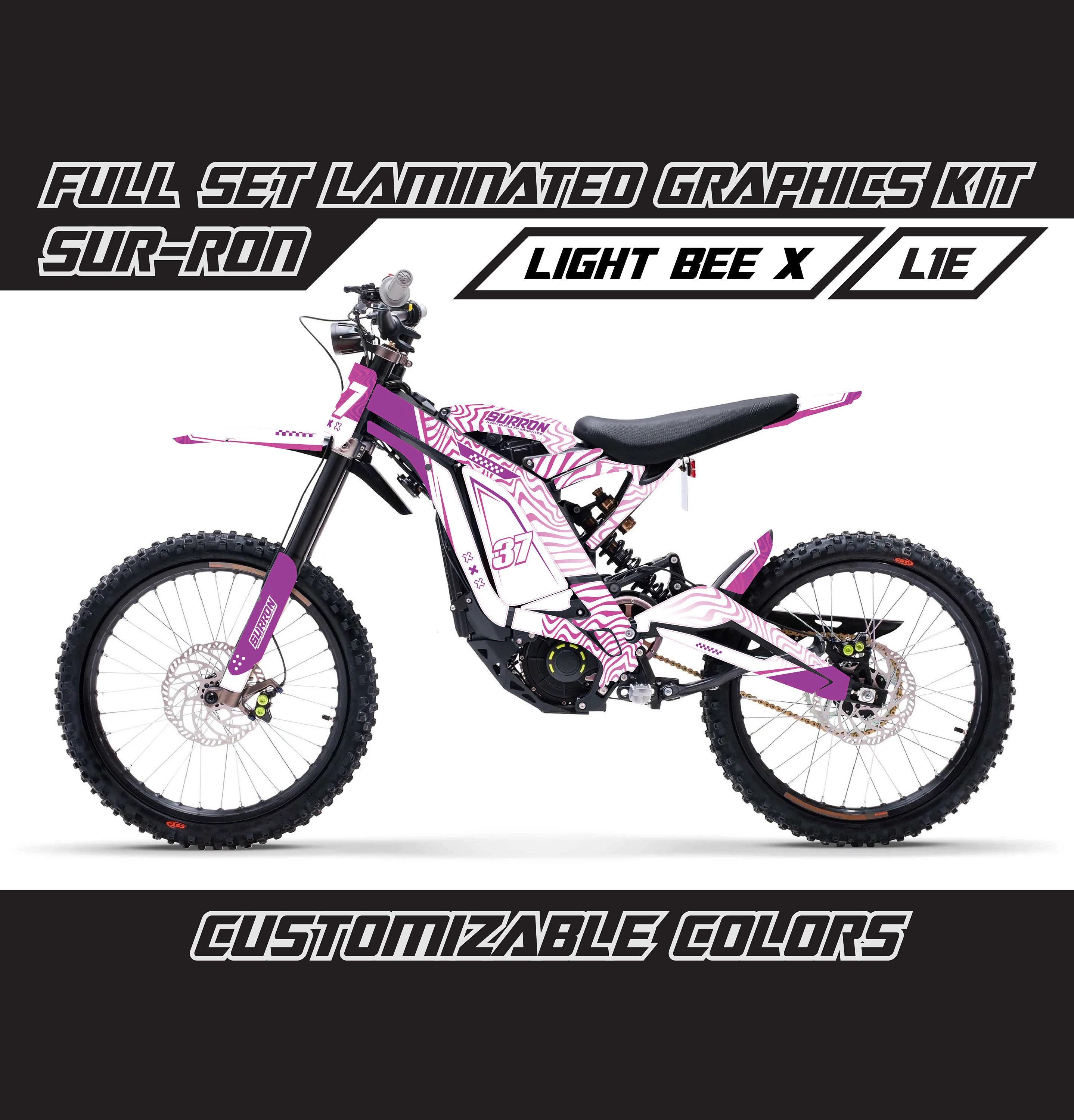 SUR RON Motocross White Purple Full Graphics Kit Gloss or Matte