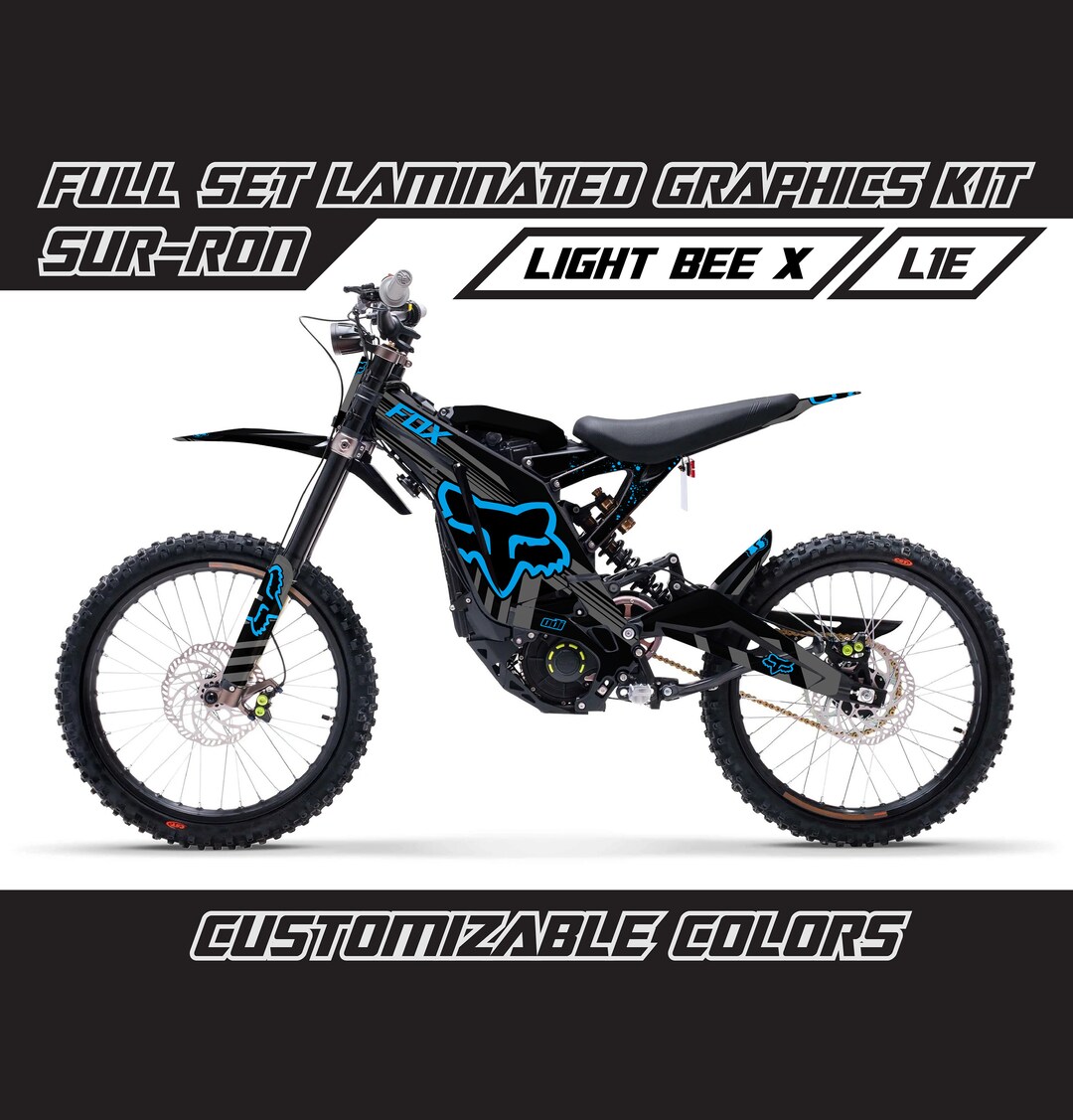 SUR RON Fox Sky Blue Full Graphics Kit Gloss or Matte Surron Laminated ...