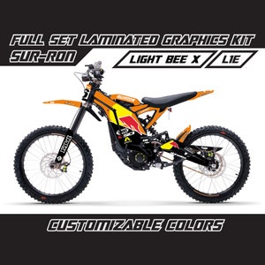 Kit graphique complet SUR RON R Bull Orange, brillant ou mat, jeu d'autocollants épais sans bulles plastifiés Surron