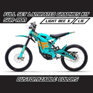 SUR RON Kit graphique complet Fox orange électrique léopard guépard brillant ou mat Ensemble d'autocollants épais sans bulles plastifiés Surron