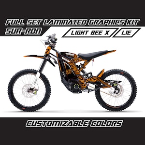 SUR RON Motocross Orange White Full Graphics Kit Gloss or Matte Surron Laminated Bubble Free Thick