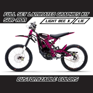 SUR RON Motocross White Pink Full Graphics Kit Gloss or Matte Surron Laminated Bubble Free Thick