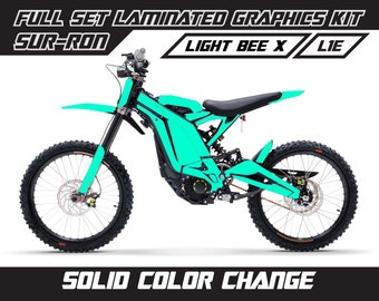 SUR RON Solid Full Color Change Mint Graphics Kit Gloss or Matte Surron Laminated Bubble Free Thick Stickers Set