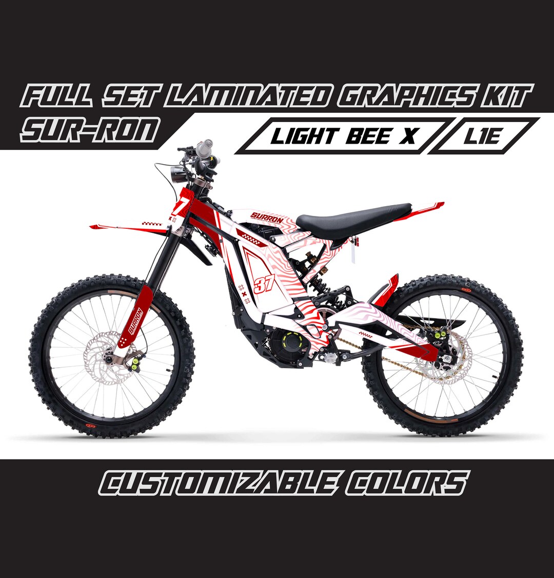 SUR RON Motocross White Red Full Graphics Kit Gloss or Matte Surron ...