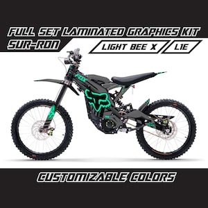 Kit graphique complet Fox Electric Mint SUR RON Ensemble d'autocollants épais sans bulles plastifiés Surron brillant ou mat