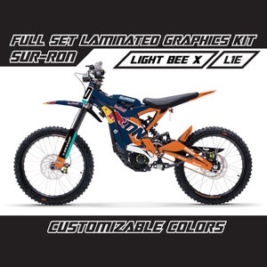 Kit de graphismes Light Bee X SUR RON - Ensemble d'autocollants en vinyle MX Bull Orange Blue MX brillant ou mat Surron Lbx laminé sans bulles épais