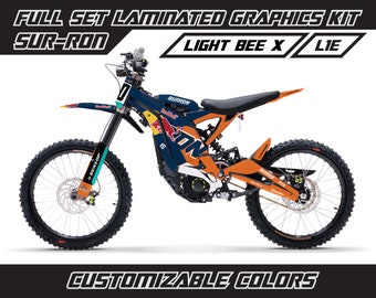 SUR RON Light Bee X Graphics Kit - Bull Orange Blue MX Decal Wrap Vinyl Stickers Set Gloss or Matte Surron Lbx Laminated Bubble Free Thick