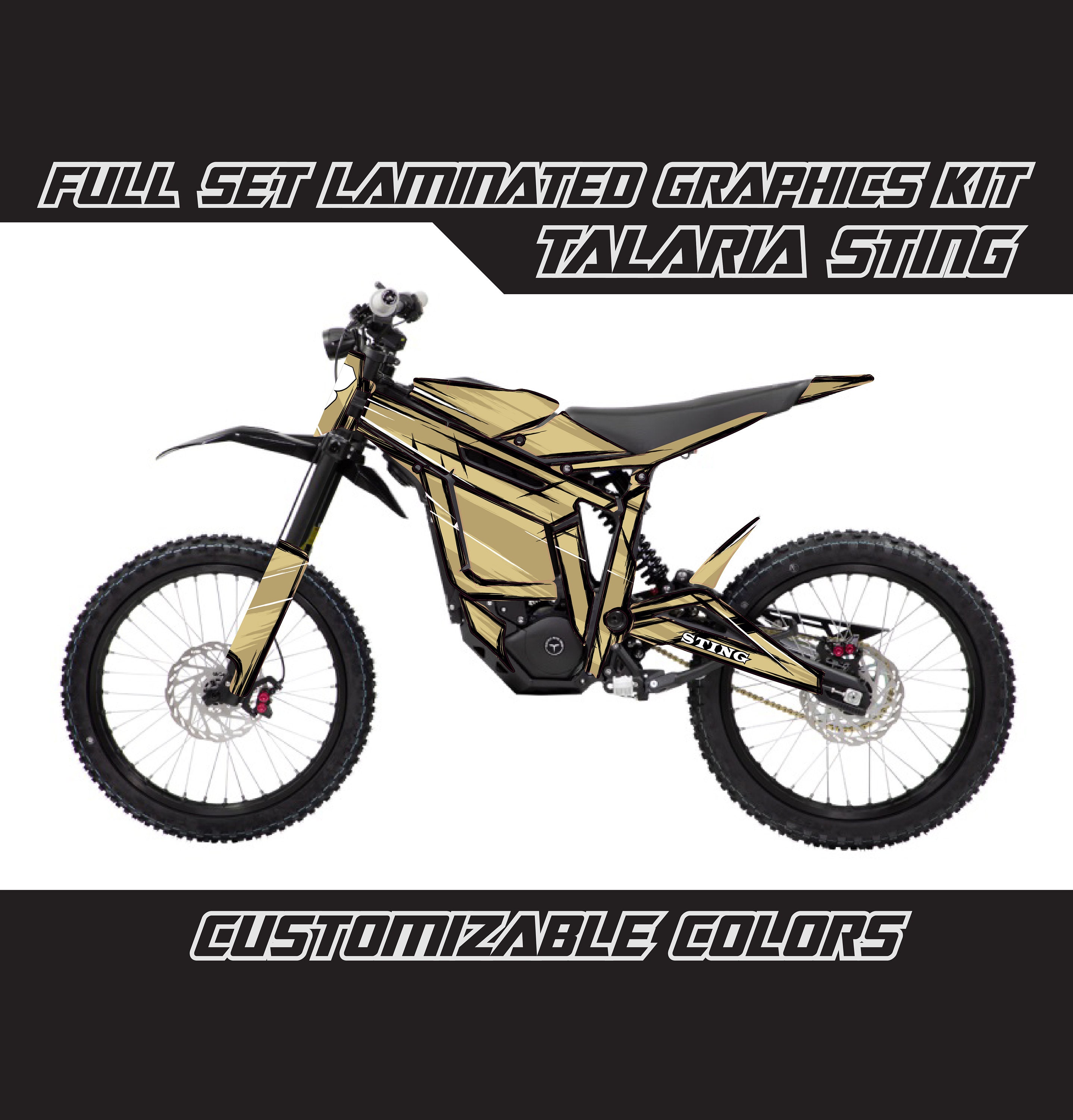 TALARIA STING Cartoon Animated Army Beige Khaki Full Graphics Kit Gloss or Matte Laminated Bubble Free Thick
