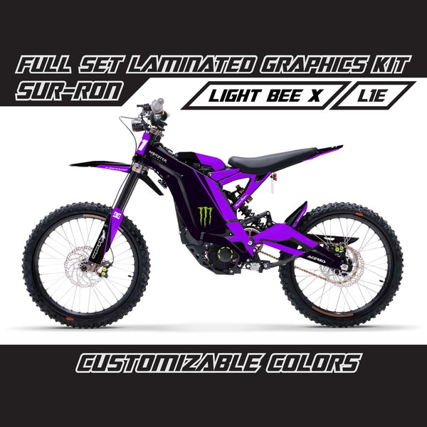 SUR RON Monster MX Violett Vollgrafik Kit Glanz oder Matt Laminiert Blasenfrei dicke Sticker Set