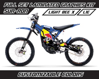SUR RON Light Bee X Graphics Kit - Blue R Bull Full Decal Wrap Vinyl Stickers Set Gloss or Matte Surron Lbx Laminated Bubble Free Thick