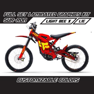 SUR RON Light Bee X Graphics Kit - Red Yellow Fox Full Decal Wrap Vinyl Stickers Set Gloss or Matte Surron Lbx Laminated Bubble Free Thick