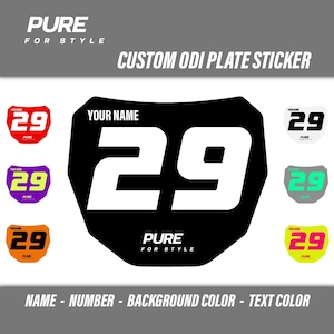 Custom ODI Front Plate Sticker - Sur Ron MTB Talaria Downhill DH Electric Bike Number Name Color Mx Decal Graphics Thick Laminate Vinyl Wrap