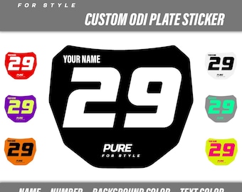 Custom ODI Front Plate Sticker - Sur Ron MTB Talaria Downhill DH Electric Bike Number Name Color Mx Decal Graphics Thick Laminate Vinyl Wrap