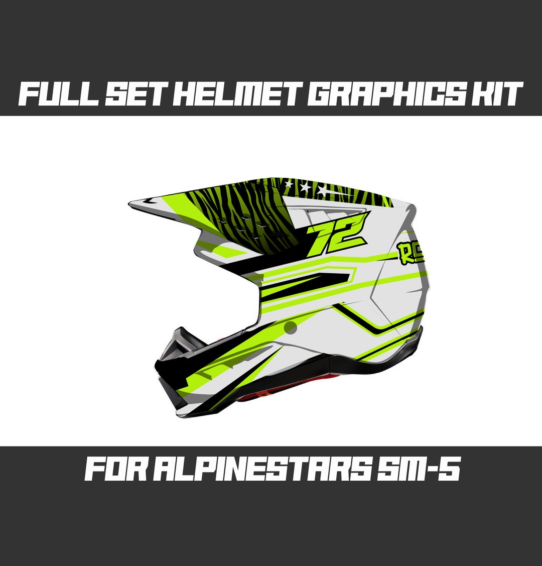 Alpinestars SM5 Custom Helmet Lime Green Full Set Graphics Stickers ...