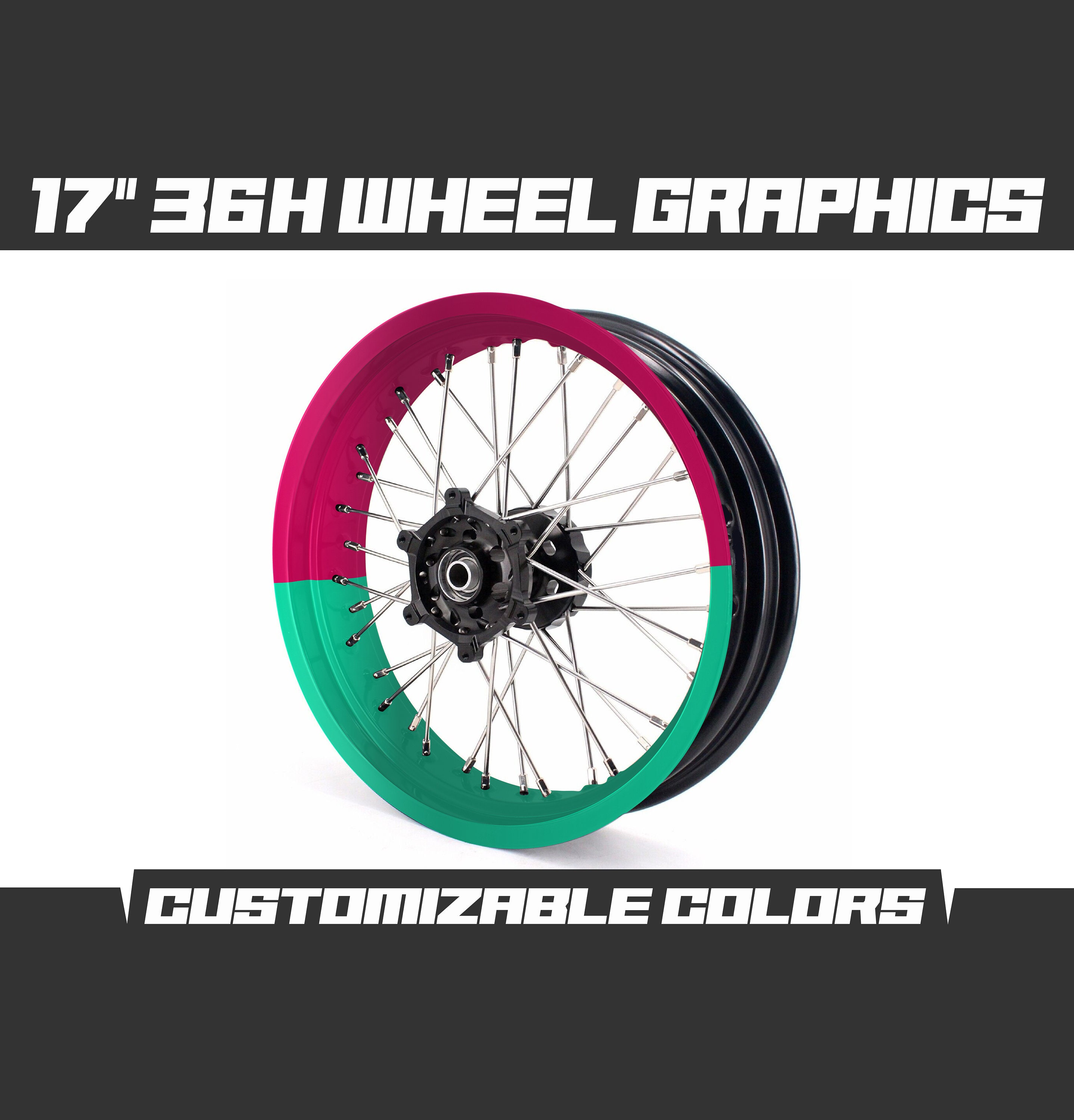 Hot Pink Reflective Motorcycle Rim Stripes – 17-Inch Wheel Decals, Adhesive Tape, Customizable For Left/Right Sides