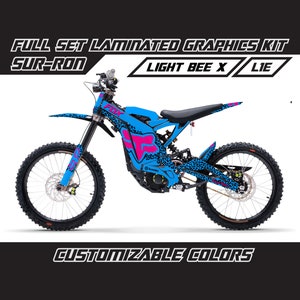 Kit graphique complet guépard renard bleu ciel rose léopard SUR RON Ensemble d'autocollants épais sans bulles plastifiés Surron brillant ou mat