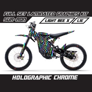 Kit graphique SUR RON Light Bee X - renard holographique noir ensemble d'autocollants en vinyle autocollant complet Surron Lbx laminé sans bulles épais