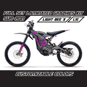 Kit déco complet Fox gris mauve SUR RON, brillant ou mat, jeu d'autocollants épais sans bulles plastifiés Surron