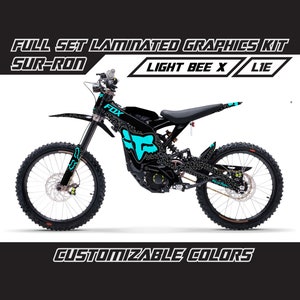 Kit graphique complet léopard bleu fluorescent Fox SUR RON Ensemble d'autocollants épais laminés guépard Surron, brillants ou mats, sans bulles d'air