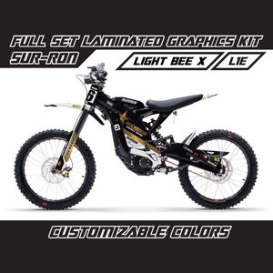 Kit graphique complet Rockstar Energy Gold SUR RON Ensemble d'autocollants épais sans bulles plastifiés Surron brillant ou mat
