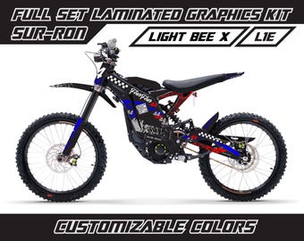 SUR RON Full Graphics Kit - Race Custom Design Black White Blue Red Gloss or Matte Surron Laminated Bubble Free Thick Stickers Set