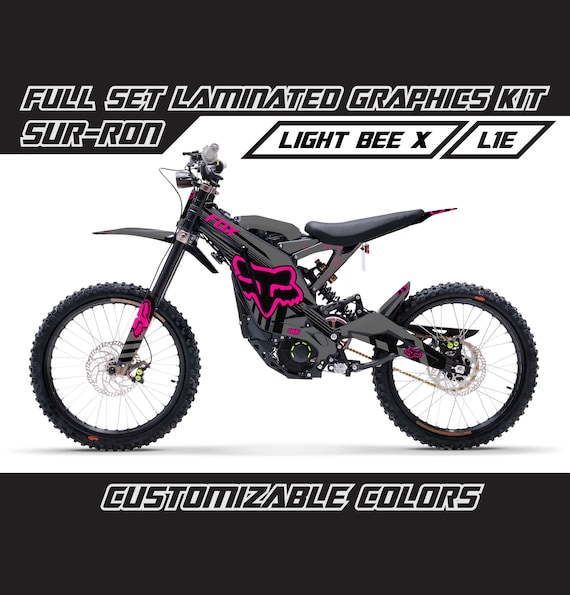 SUR RON Fox Pink Full Graphics Kit Gloss or Matte Surron Laminated Bubble Free Thick Stickers Set