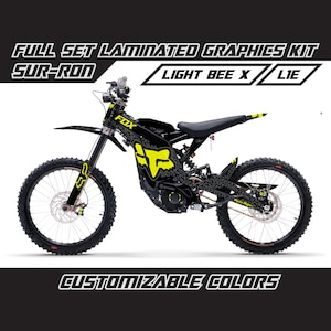 SUR RON Light Bee X Graphics Kit - Yellow Black Fox Full Decal Wrap Vinyl Stickers Set Gloss or Matte Surron Lbx Laminated Bubble Free Thick