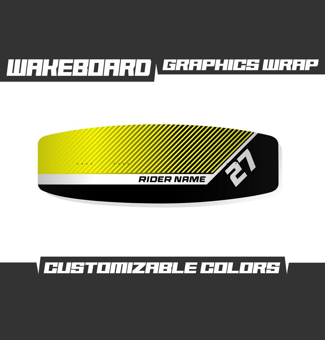 Wakeboard Yellow Custom Graphics Kit Sticker Skin Design Wrap Decal Gloss or Matte Protection