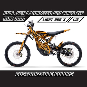 SUR RON Light Bee X Graphics Kit - Orange Black Fox Full Decal Wrap Vinyl Stickers Set Gloss or Matte Surron Lbx Laminated Bubble Free Thick