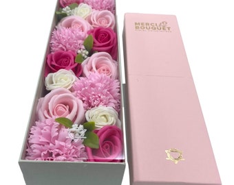 Soap Flowers Long Gift Box in Different Colours | Perfect for Many Special Occasions | Delicate Fragrant Petals