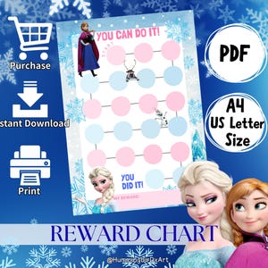 Elsa & Anna Winter Frozen Theme Kids Reward Chart – Printable Chart | Motivation Chart | Behaviour Tracker | Instant Download
