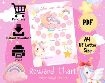 Unicorn Reward Chart Printable | Chore & Behavior Chart for Kids | Toddler Routine Tracker | Instant Download PDF | Magical Motivation Chart