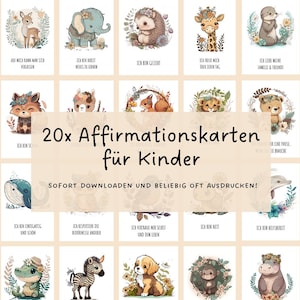 Affirmation cards for children to print | 20x affirmation cards boho animal motifs | Encouragement cards & motivational cards for children