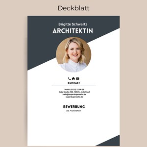 Plantillas de aplicación | Plantilla de CV alemán | Documentos de solicitud con portada, carta de presentación y CV | Canva currículum moderno