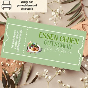 Voucher sjabloon voor uit eten gaan | Restaurantvoucher om uit te printen | Cadeau-idee | Voucher om te ontwerpen | cadeaukaart