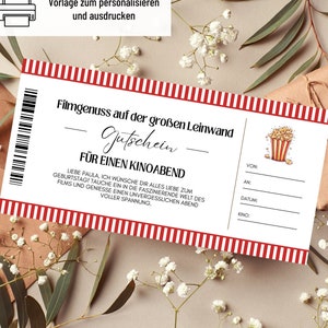 Voucher Cinema Template | Voucher to go to the cinema to print out | gift idea | Voucher | Gift voucher movie night | cinema voucher