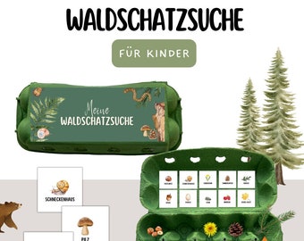 Forest treasure hunt for children to print out | Forest Bingo | Flashcards Forest Montessori | Treasure hunt children&#39;s birthday | Children&#39;s game nature bingo