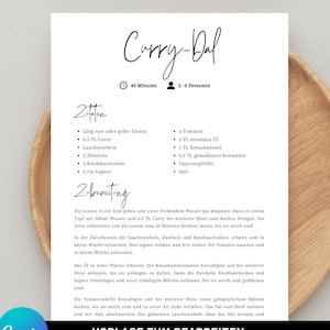 Recipe template A4 to print | Printable recipe template to personalize | Recipe template German | Recipe card to write yourself