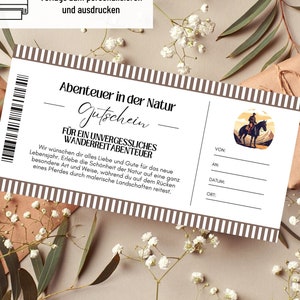 Voucher Trail Riding Template | Voucher trip to print | Voucher riding with horse to design | Gift certificate birthday