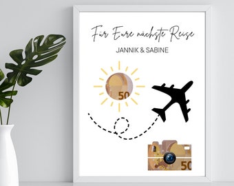 Money Gift Travel Personalized | Money gift birthday with name | birthday gift | Money gift holiday 30th 40th 50th 60th birthday