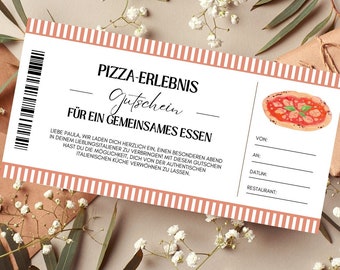 Eat Pizza Gift Voucher Template | Printable Restaurant Voucher | gift idea | Voucher to go out to design | gift card