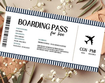 Voucher for a trip template | Voucher holiday to print | gift idea | Print voucher | Boarding Pass Gift Voucher