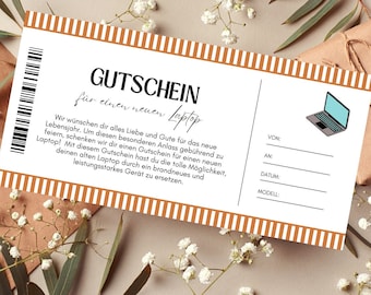 Voucher Laptop Template | Voucher for a computer to print | gift idea | Voucher to design | Student Gift Certificate