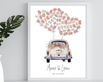 Wedding Gift Guest Book Auto Fingerprint Personalized | Wedding Gift Printable | Newlyweds gift thumbprint wedding