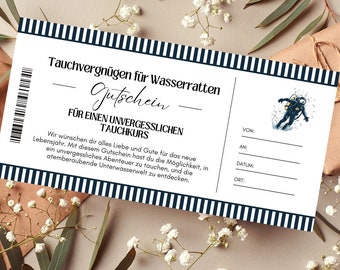 Coupon Diving Template | Voucher diving course to print | gift idea | Voucher Excursion | gift card