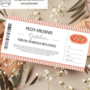 Gutschein Pizza essen Vorlage | Gutschein Restaurant zum Ausdrucken | Geschenkidee | Gutschein Essen gehen zum gestalten | Geschenkgutschein